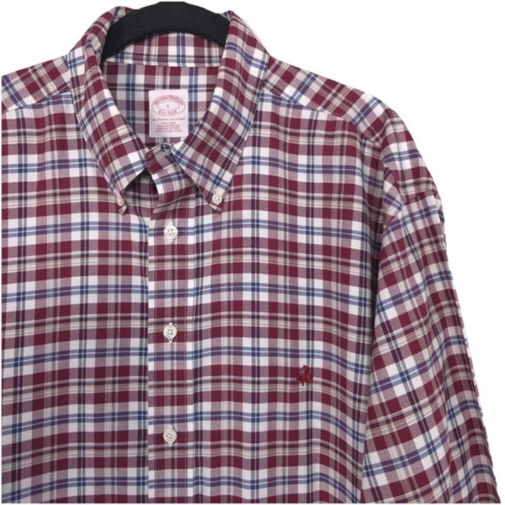 Brooks Brothers Men's Shirt LARGE Plaid Original Polo Shirt American SUPIMA